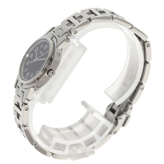 HERMES Watches Quartz CL4.210 Stainless Steel Silver Clipper black dial