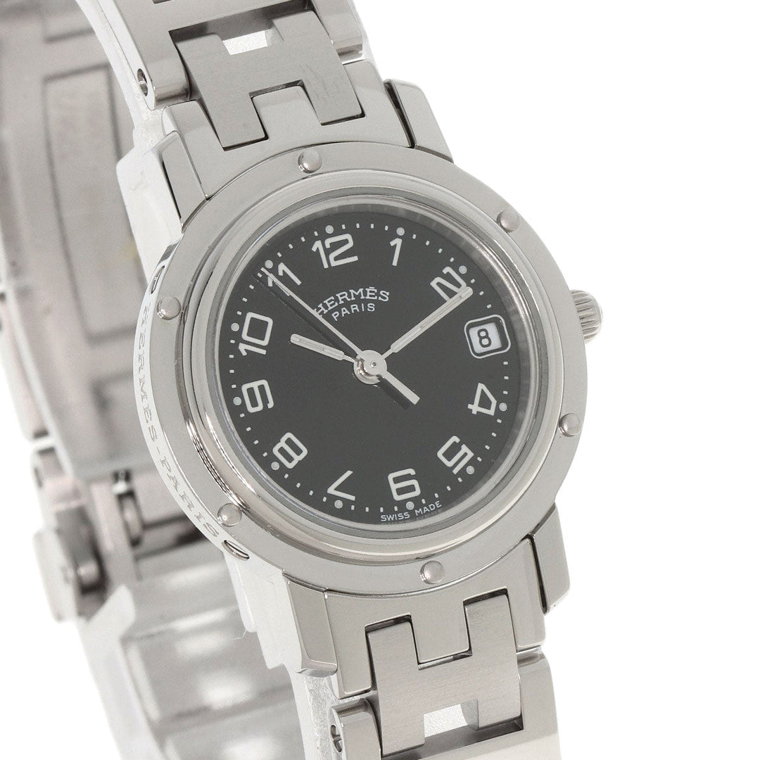 HERMES Watches Quartz CL4.210 Stainless Steel Silver Clipper black dial