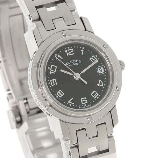 HERMES Watches Quartz CL4.210 Stainless Steel Silver Clipper black dial