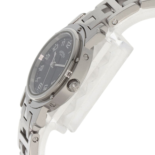HERMES Watches Quartz CL4.210 Stainless Steel Silver Clipper black dial