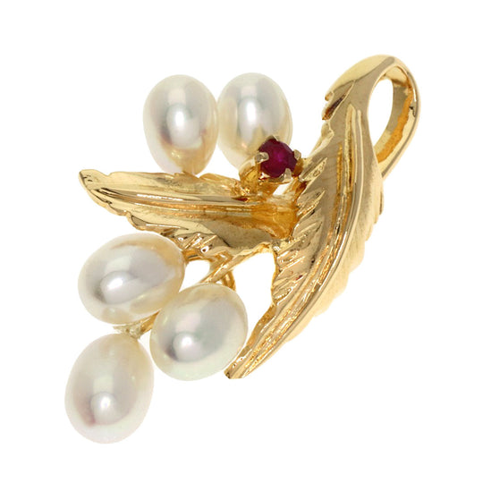TASAKI Pendant top 18K Yellow Gold gold Pearl Ruby Women Used Authentic