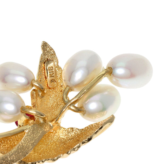 TASAKI Pendant top 18K Yellow Gold gold Pearl Ruby Women Used Authentic