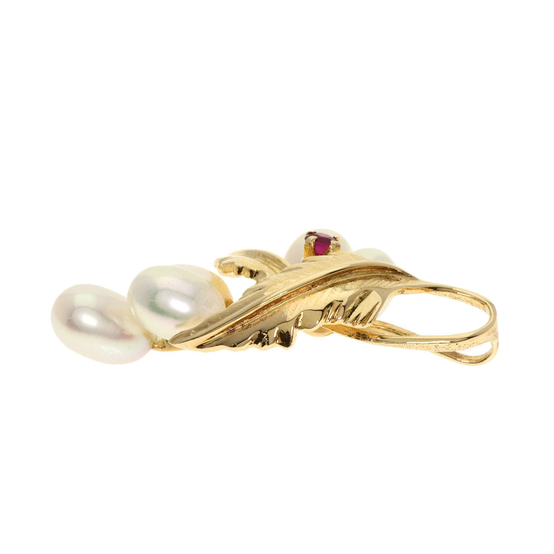 TASAKI Pendant top 18K Yellow Gold gold Pearl Ruby Women Used Authentic