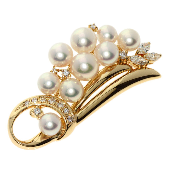 TASAKI Brooch 18K Yellow Gold gold Akoya Pearl Diamond Women Used Authentic