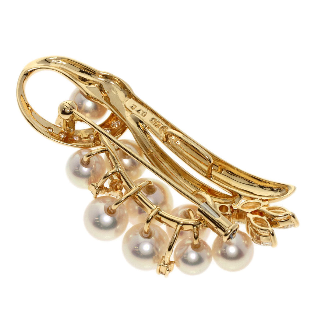 TASAKI Brooch 18K Yellow Gold gold Akoya Pearl Diamond Women Used Authentic