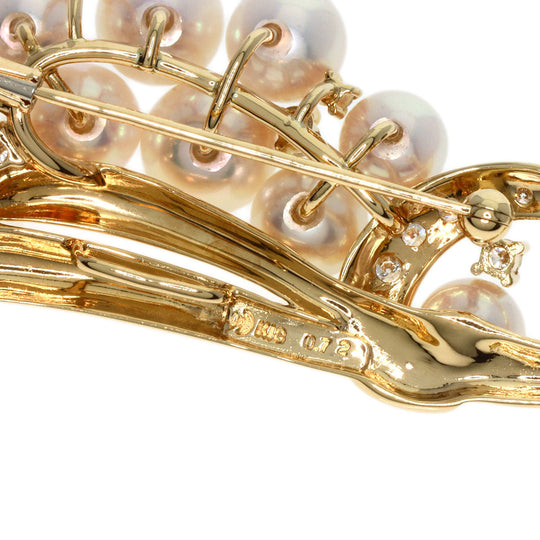 TASAKI Brooch 18K Yellow Gold gold Akoya Pearl Diamond Women Used Authentic
