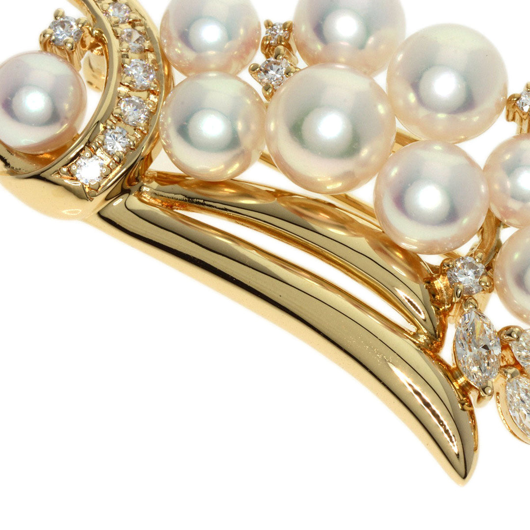TASAKI Brooch 18K Yellow Gold gold Akoya Pearl Diamond Women Used Authentic