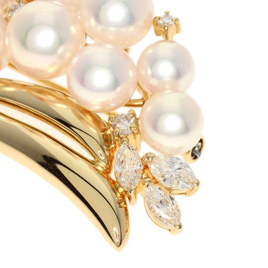 TASAKI Brooch 18K Yellow Gold gold Akoya Pearl Diamond Women Used Authentic