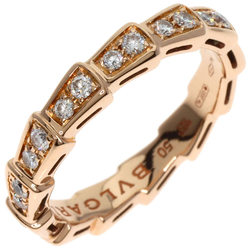 BVLGARI Ring 18K Pink Gold gold Serpenti Viper Diamond #50 Women Used Authentic