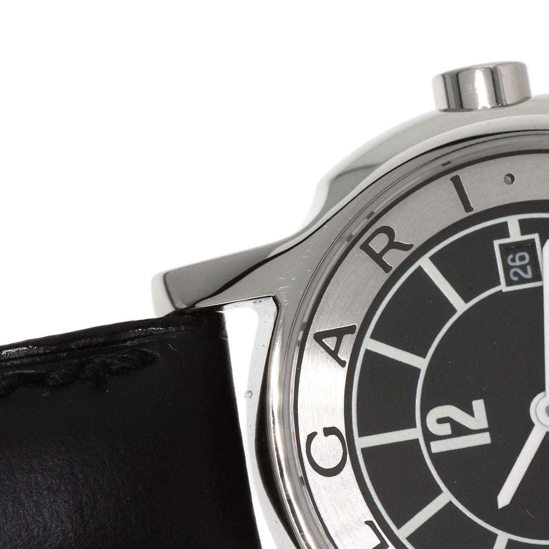 BVLGARI Watches Quartz ST29S Stainless Steel, Leather Silver Solo tempo black dial Women Used Authentic