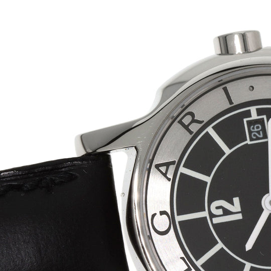 BVLGARI Watches Quartz ST29S Stainless Steel, Leather Silver Solo tempo black dial Women Used Authentic