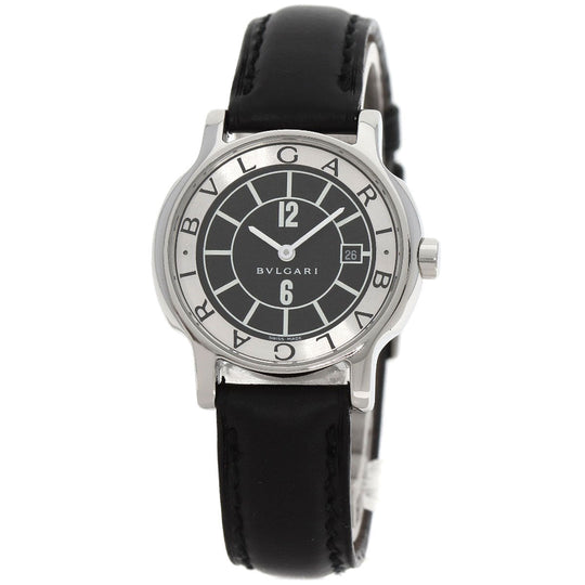 BVLGARI Watches Quartz ST29S Stainless Steel, Leather Silver Solo tempo black dial Women Used Authentic