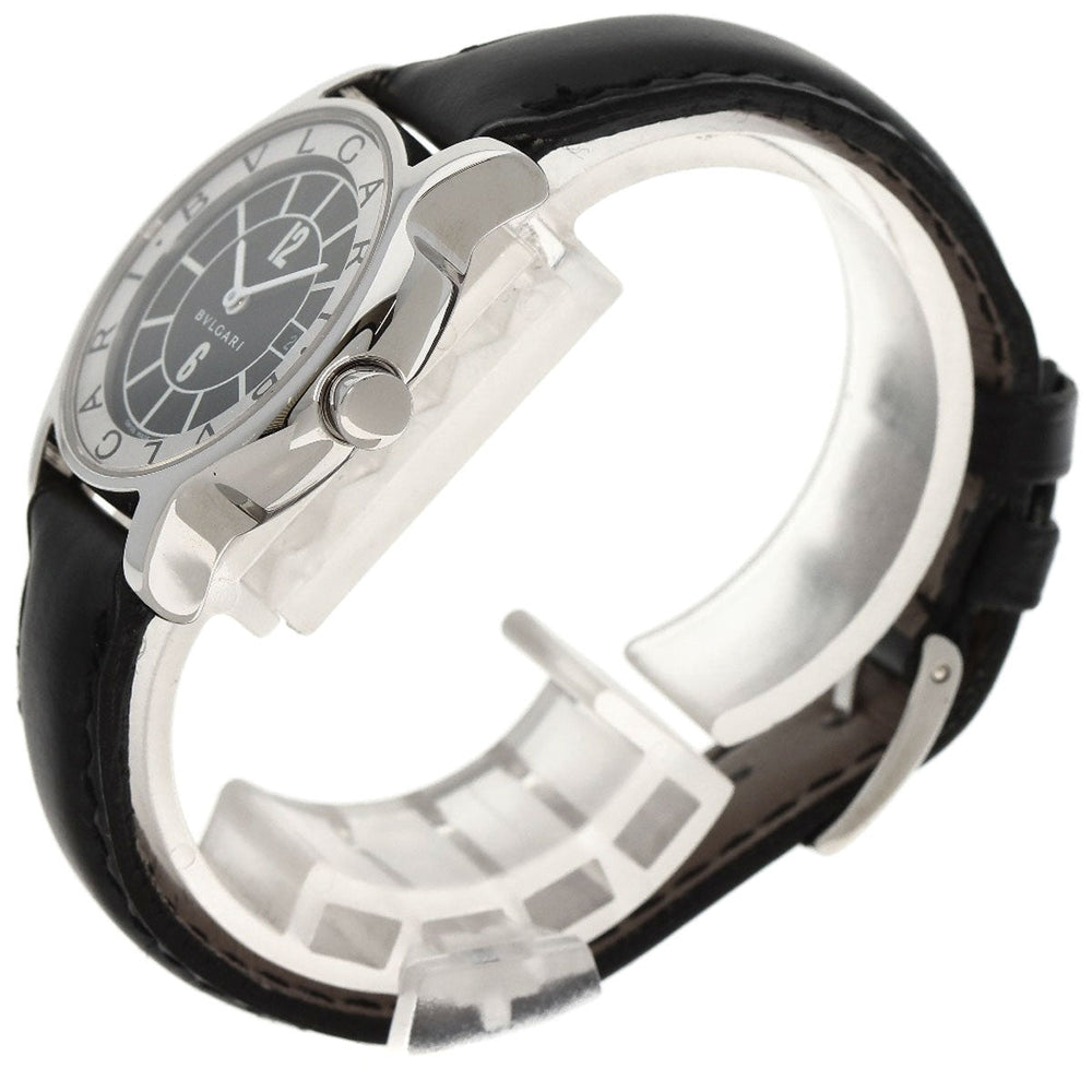 BVLGARI Watches Quartz ST29S Stainless Steel, Leather Silver Solo tempo black dial Women Used Authentic