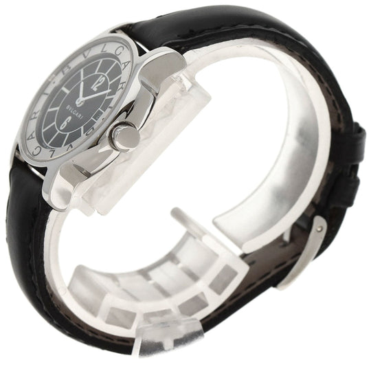 BVLGARI Watches Quartz ST29S Stainless Steel, Leather Silver Solo tempo black dial Women Used Authentic