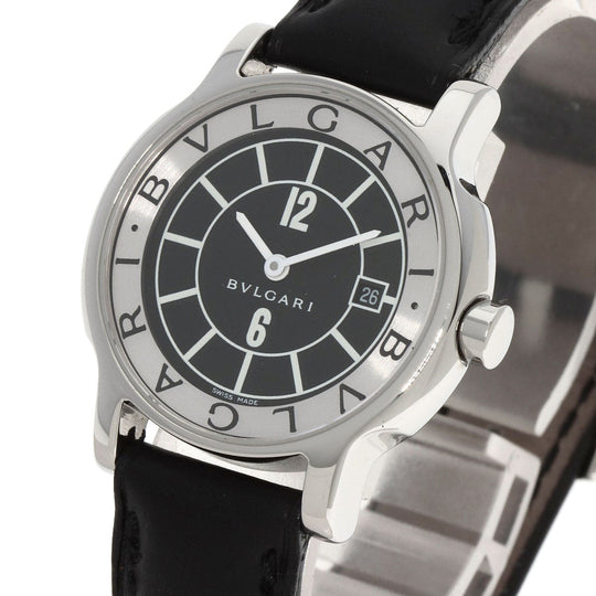 BVLGARI Watches Quartz ST29S Stainless Steel, Leather Silver Solo tempo black dial Women Used Authentic