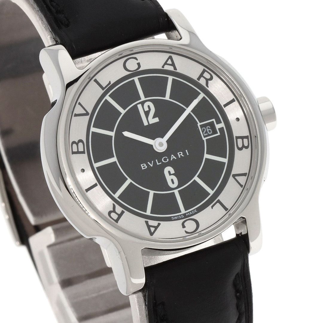 BVLGARI Watches Quartz ST29S Stainless Steel, Leather Silver Solo tempo black dial Women Used Authentic