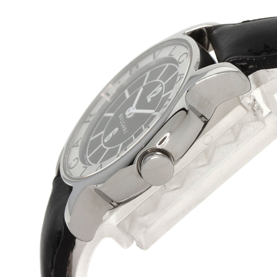 BVLGARI Watches Quartz ST29S Stainless Steel, Leather Silver Solo tempo black dial Women Used Authentic