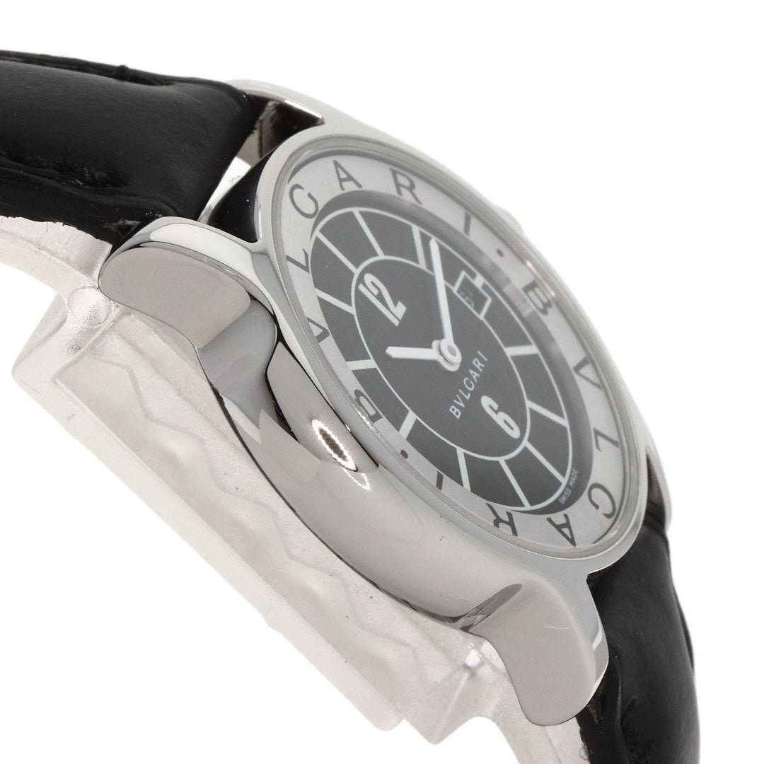 BVLGARI Watches Quartz ST29S Stainless Steel, Leather Silver Solo tempo black dial Women Used Authentic