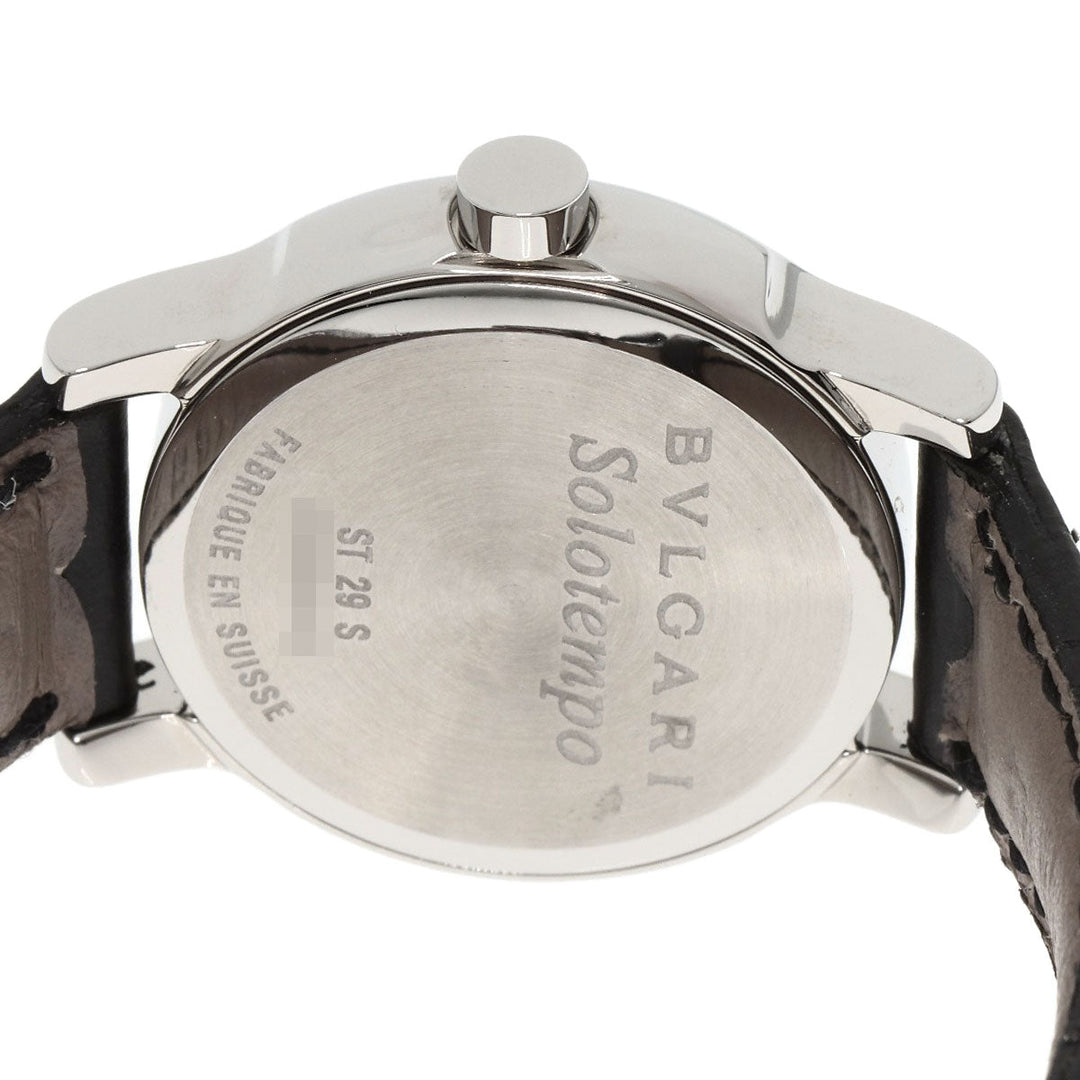 BVLGARI Watches Quartz ST29S Stainless Steel, Leather Silver Solo tempo black dial Women Used Authentic