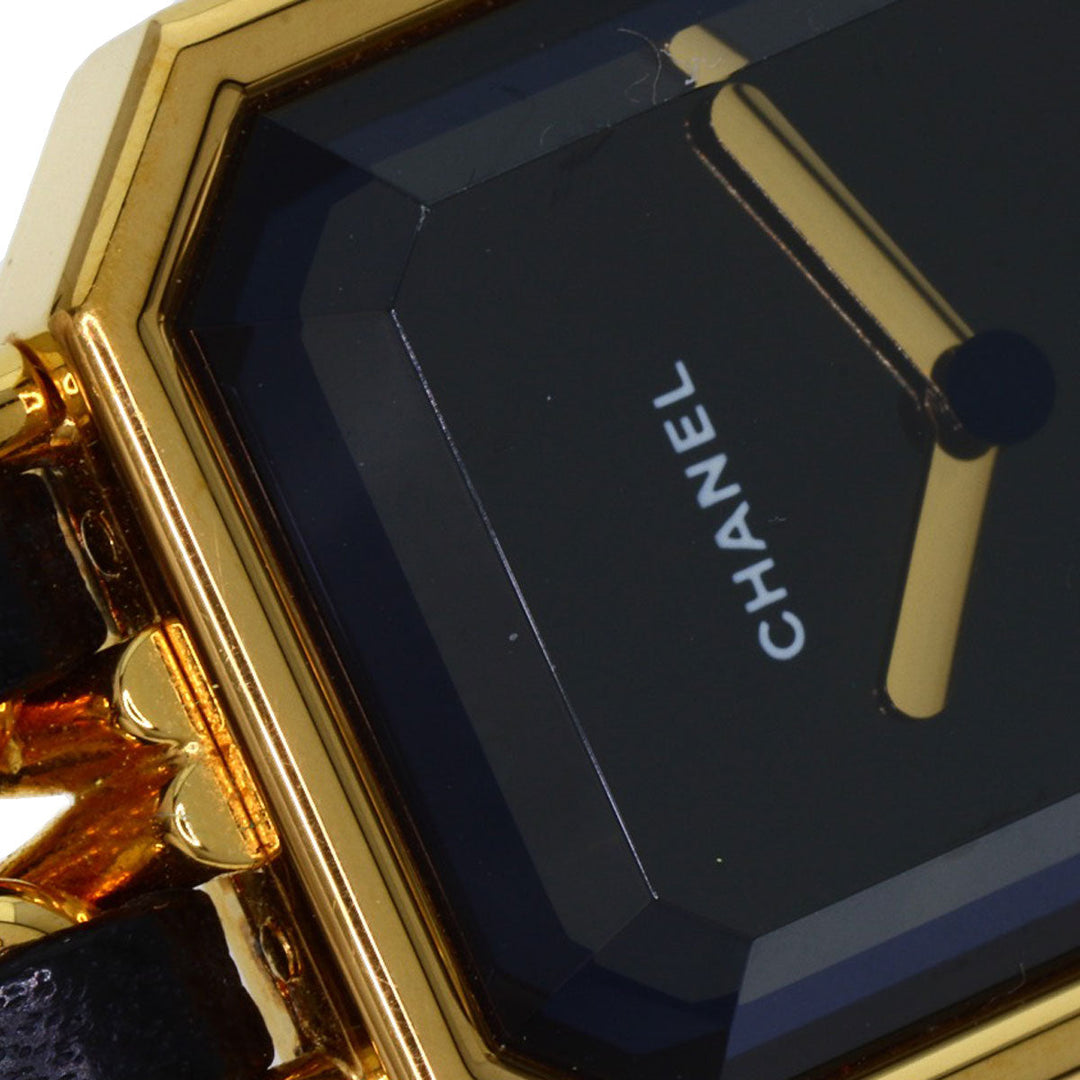 CHANEL Watches Quartz H0001 Gold Plated, GPx Leather gold Premiere black dial Women Used Authentic