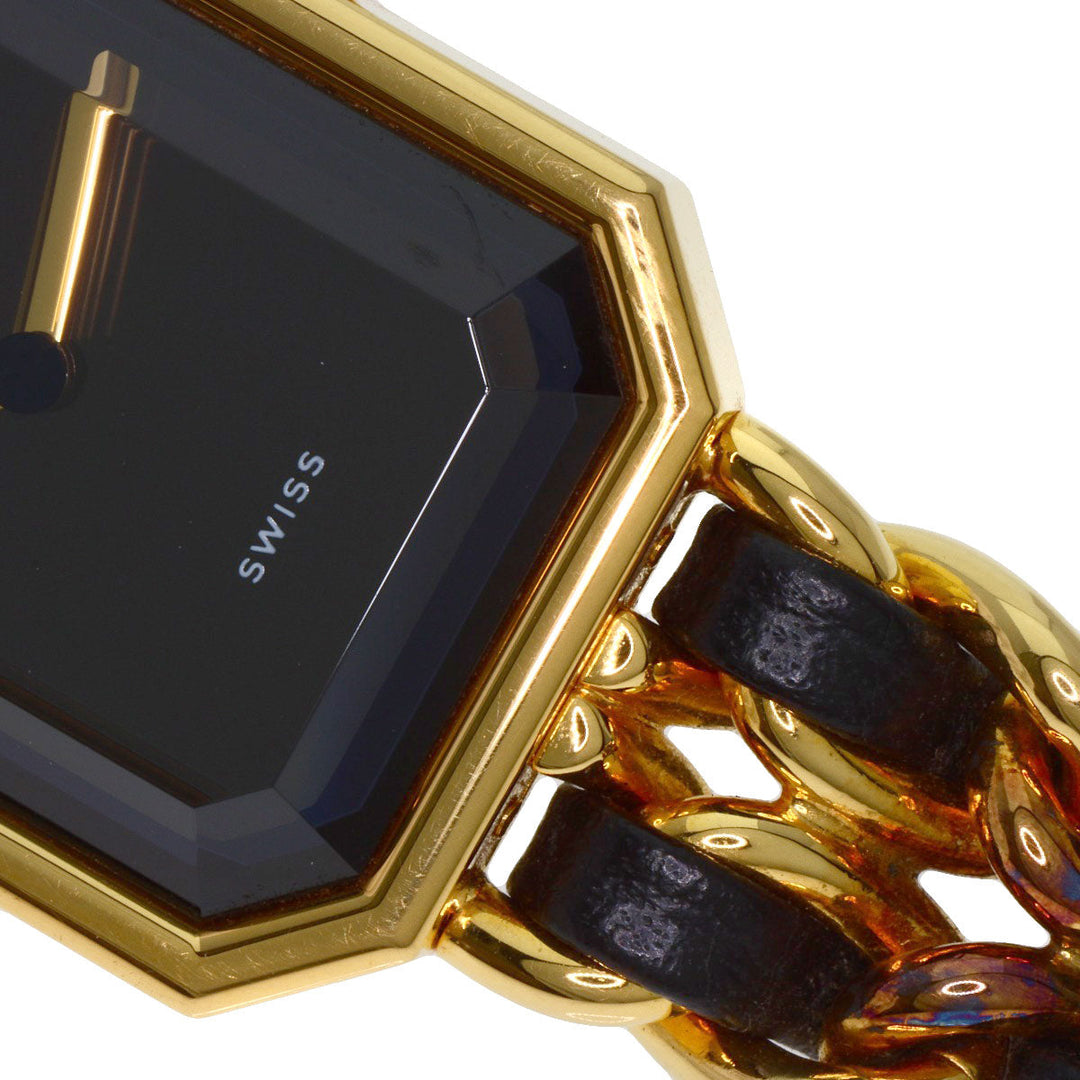 CHANEL Watches Quartz H0001 Gold Plated, GPx Leather gold Premiere black dial Women Used Authentic
