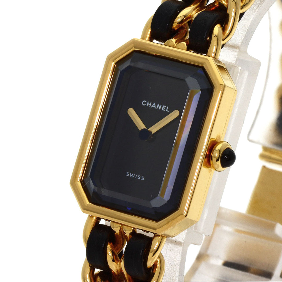CHANEL Watches Quartz H0001 Gold Plated, GPx Leather gold Premiere black dial Women Used Authentic