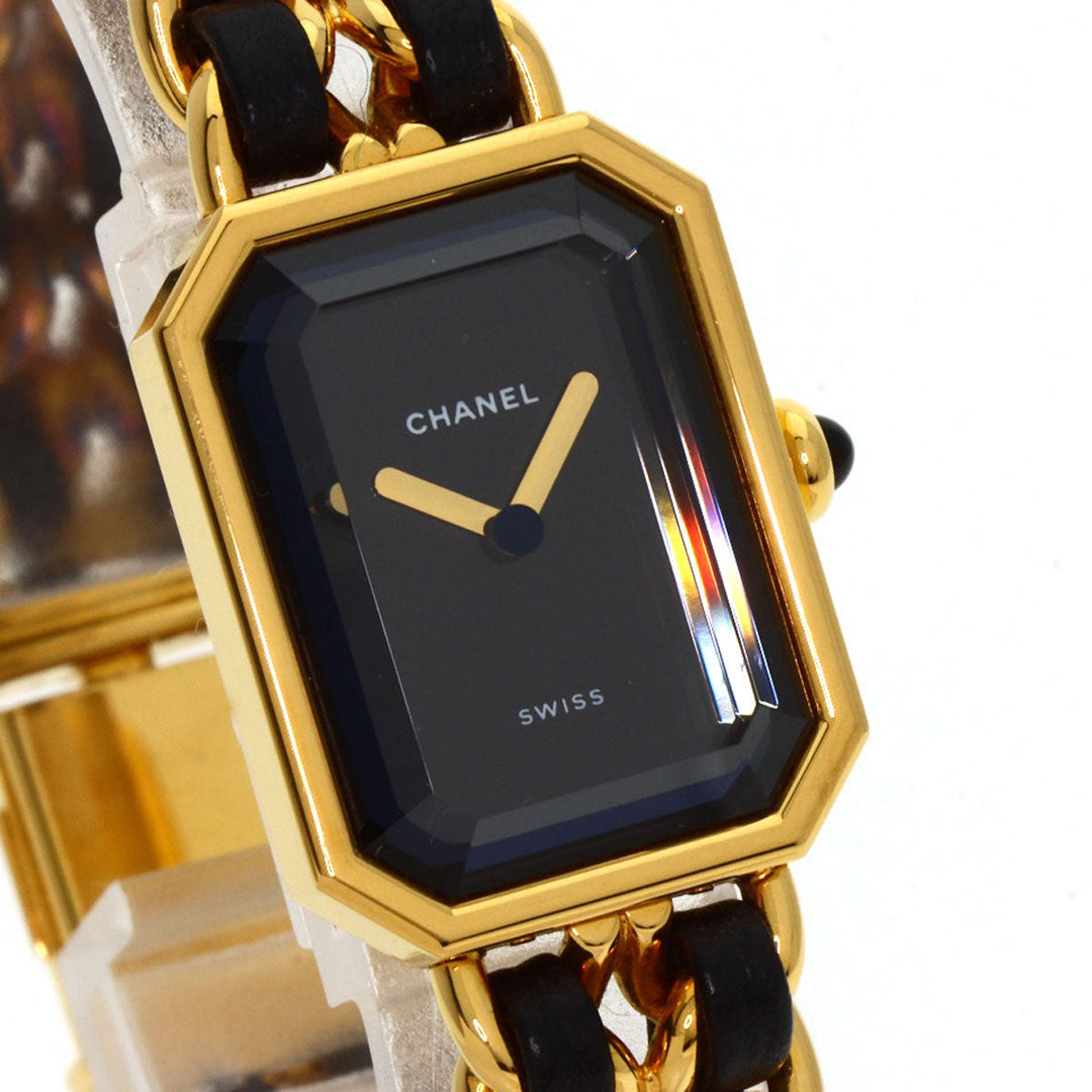 CHANEL Watches Quartz H0001 Gold Plated, GPx Leather gold Premiere black dial Women Used Authentic