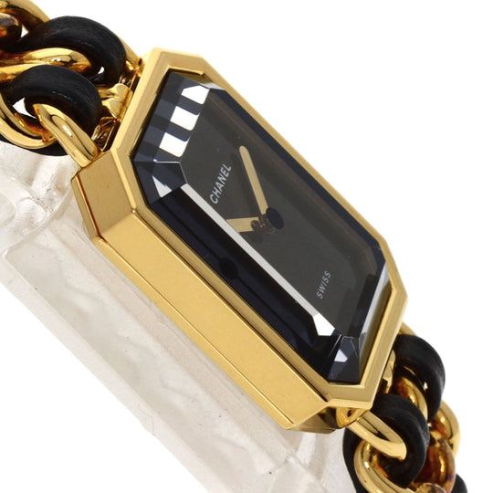 CHANEL Watches Quartz H0001 Gold Plated, GPx Leather gold Premiere black dial Women Used Authentic