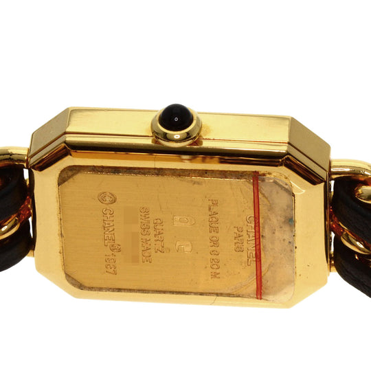 CHANEL Watches Quartz H0001 Gold Plated, GPx Leather gold Premiere black dial Women Used Authentic