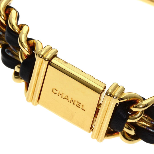 CHANEL Watches Quartz H0001 Gold Plated, GPx Leather gold Premiere black dial Women Used Authentic