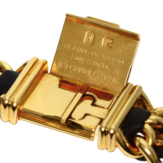CHANEL Watches Quartz H0001 Gold Plated, GPx Leather gold Premiere black dial Women Used Authentic
