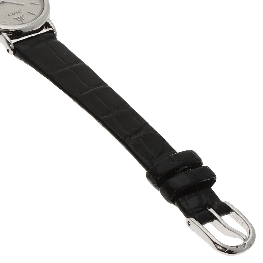 SEIKO Watches Quartz GTWF001 PT900, leather Silver CREDOR Maker Complete Silver dial Women Used Authentic