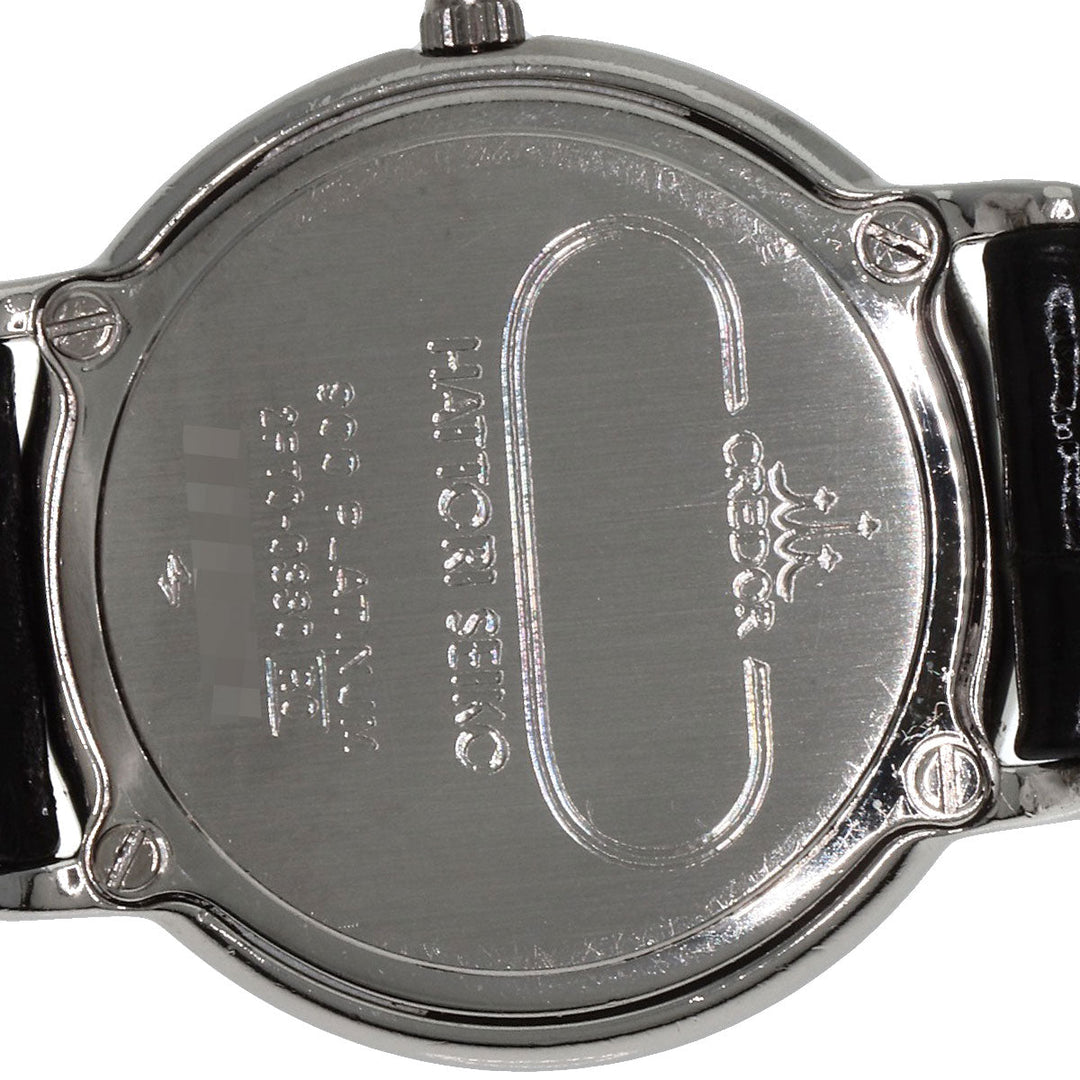 SEIKO Watches Quartz GTWF001 PT900, leather Silver CREDOR Maker Complete Silver dial Women Used Authentic