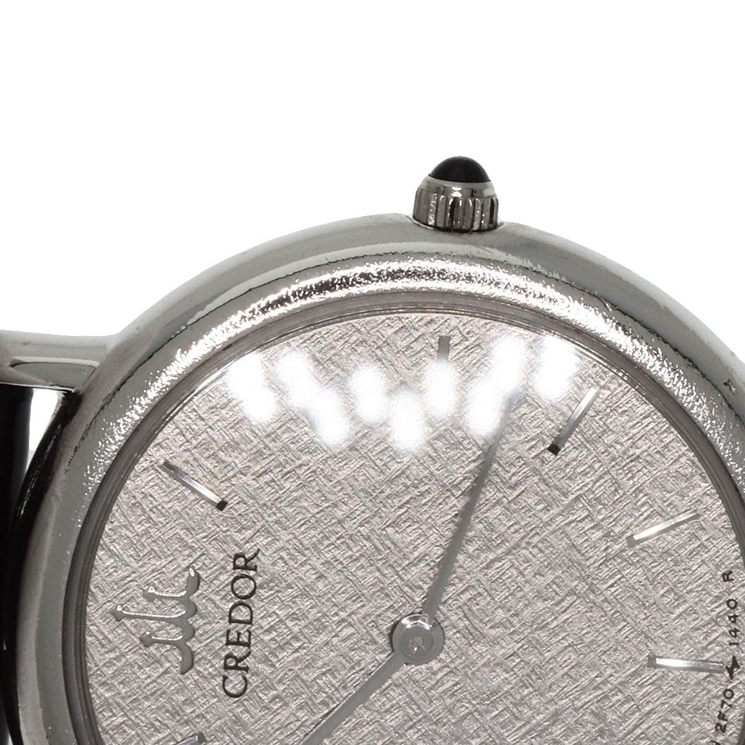 SEIKO Watches Quartz GTWF001 PT900, leather Silver CREDOR Maker Complete Silver dial Women Used Authentic