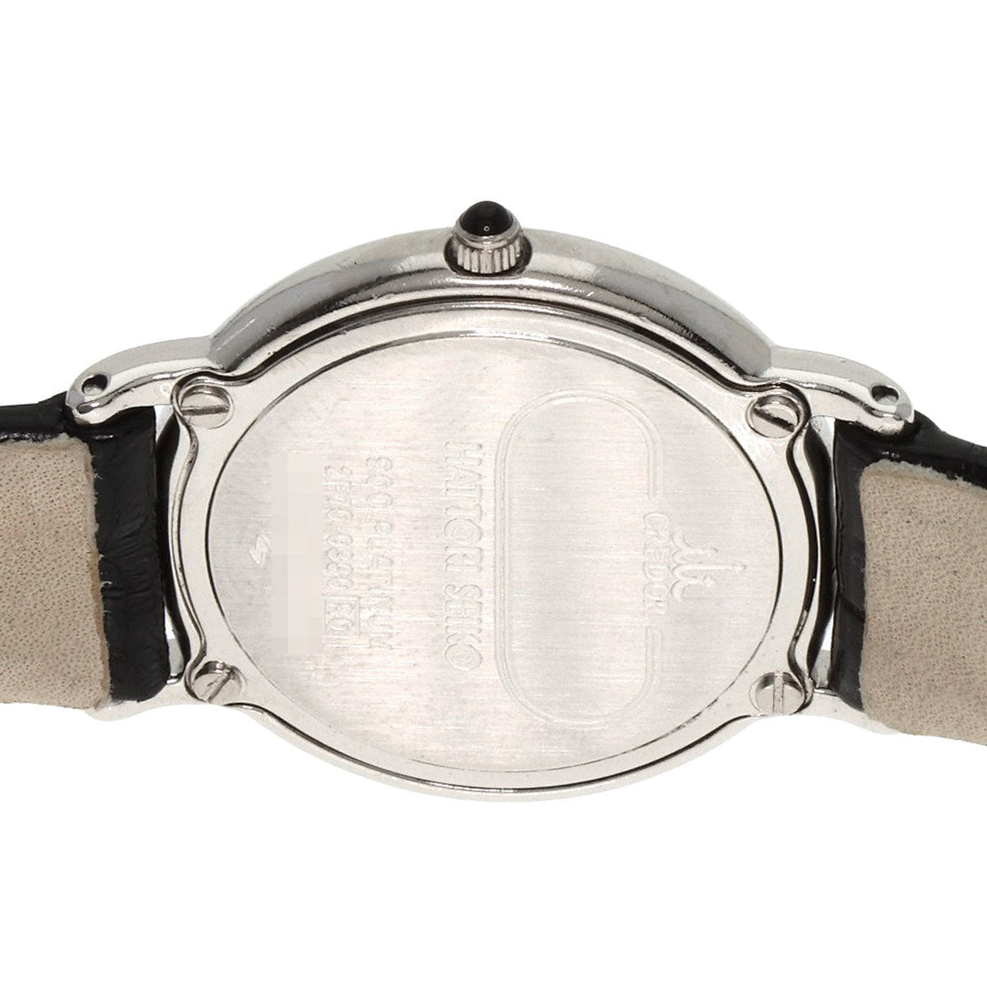 SEIKO Watches Quartz GTWF001 PT900, leather Silver CREDOR Maker Complete Silver dial Women Used Authentic