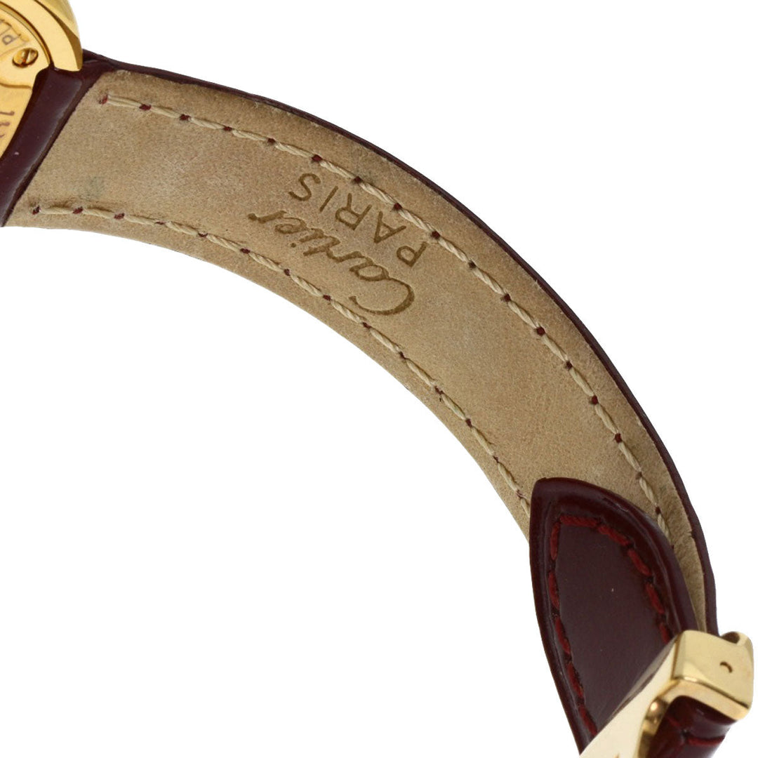 CARTIER Watches Quartz W1010644 Gold Plated, Leather gold Mast Trinity white dial Women Used Authentic