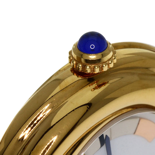 CARTIER Watches Quartz W1010644 Gold Plated, Leather gold Mast Trinity white dial Women Used Authentic
