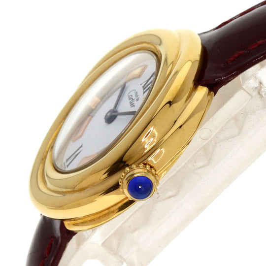 CARTIER Watches Quartz W1010644 Gold Plated, Leather gold Mast Trinity white dial Women Used Authentic