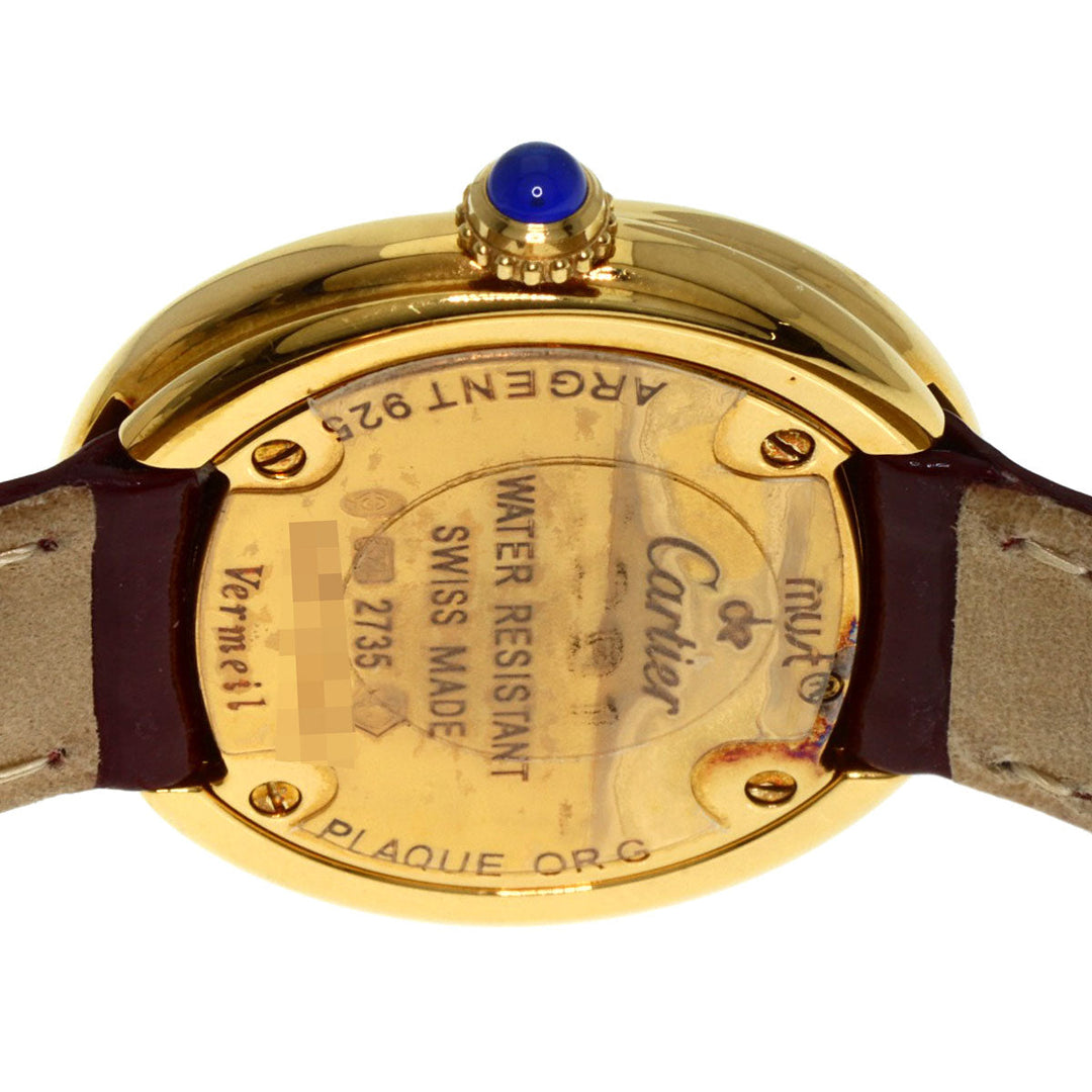 CARTIER Watches Quartz W1010644 Gold Plated, Leather gold Mast Trinity white dial Women Used Authentic