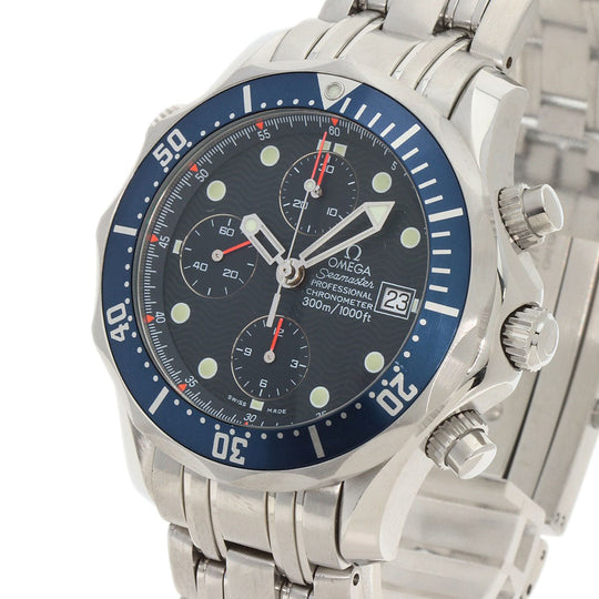 OMEGA Watches Mechanical Automatic 2599.80 Stainless Steel Silver Seamaster chronograph blue dial