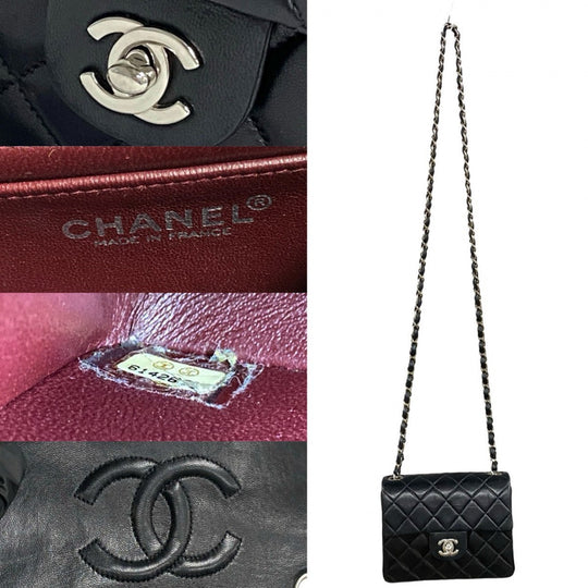 CHANEL Shoulder Bag lambskin black Matrasse