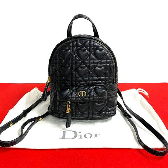 Dior Backpack leather black Heart Cannage