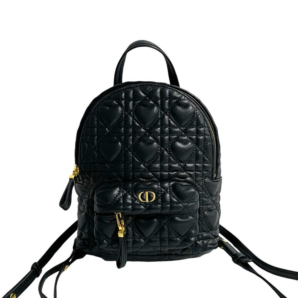 Dior Backpack leather black Heart Cannage