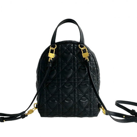 Dior Backpack leather black Heart Cannage