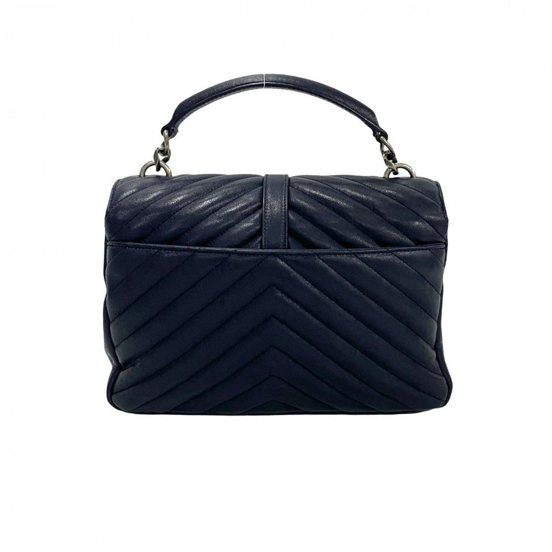 YVES SAINT LAURENT Shoulder Bag leather Navy College Chain Shoulder