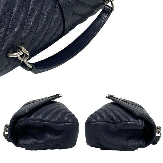 YVES SAINT LAURENT Shoulder Bag leather Navy College Chain Shoulder
