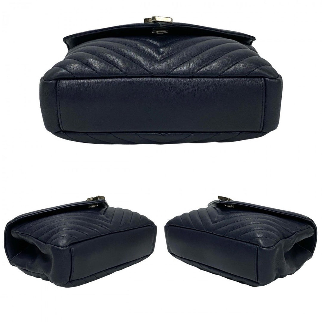 YVES SAINT LAURENT Shoulder Bag leather Navy College Chain Shoulder