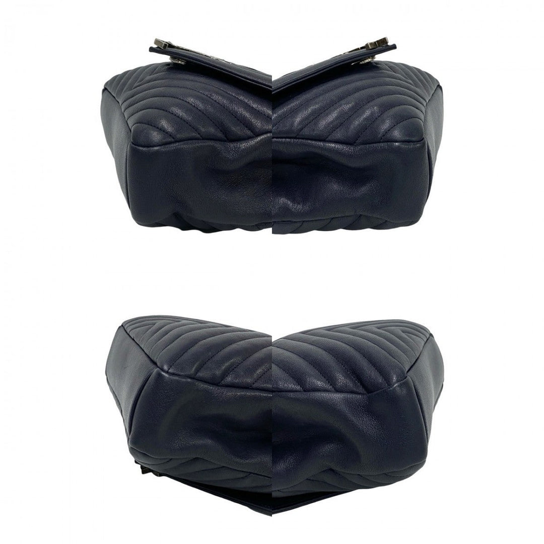 YVES SAINT LAURENT Shoulder Bag leather Navy College Chain Shoulder