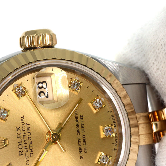 ROLEX Watches Mechanical Automatic 69173G Stainless Steel gold Datejust 10P Diamond Champagne Gold dial
