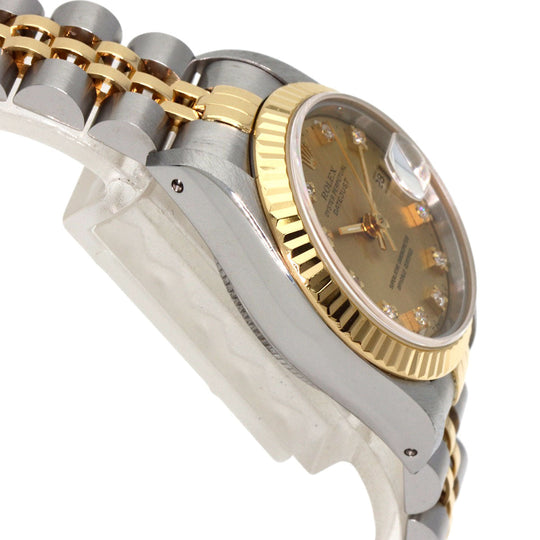 ROLEX Watches Mechanical Automatic 69173G Stainless Steel gold Datejust 10P Diamond Champagne Gold dial